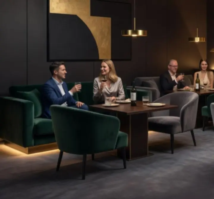 Lounge EVENT ARENA 365 s pohodlným sezením a ambientním osvětlením